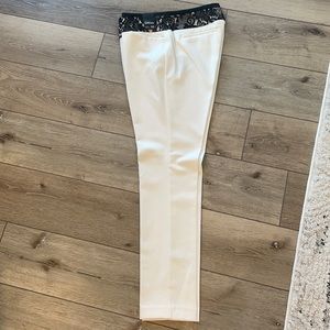 NWT! These are beautiful! Never worn size 10. White pants w/ black lace trim.